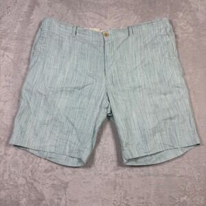 Tommy Bahama‎ Mens XXL Linen Blend Shorts Blue Striped Drawstring Casual